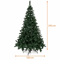 Kunstigt juletr� med angivet h�jde p� 210 cm og bredde p� 120 cm.