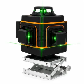 4D krydslaser med 360� gr�nne laserlinjer p� justerbar platform til pr�cis opm�ling og nivellering