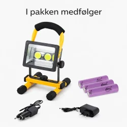 LED arbejdslampe 60W genopladelig med stativ indhold i pakken