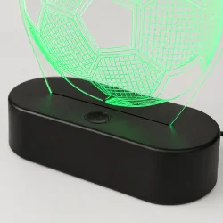 LED lys fodbold lampe i n�rbillede med touchknap og sort lampebase