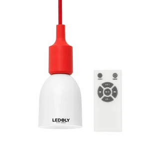 LED p�re med h�jttaler p� hvid baggrund med fjernbetjening