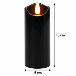 Sort LED stearinlys med m�l p� 15 cm i h�jden og 5 cm i diameter
