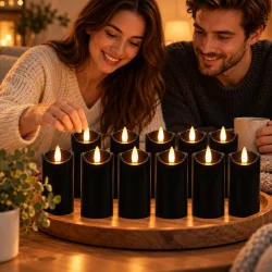 Sorte LED stearinlys med varm flammeeffekt som stemningsbelysning i hjemmet