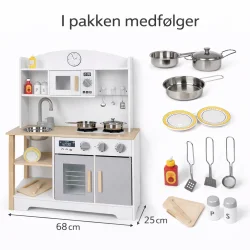 Legek�kken i tr� med ovn, vask og tilbeh�r med inkluderet tilbeh�r