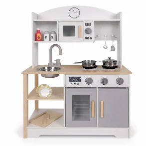 Legek�kken i tr� med ovn, vask og tilbeh�r produktbillede forfra