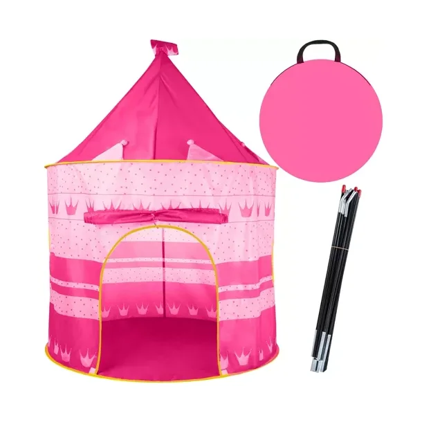 Pink prinsesseslot legetelt til b�rn � pop-up b�rnetelt 135�105 cm