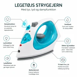 Leget�js strygejern med lys og lyd til b�rn funktioner infografik