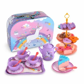 Leget�js tes�t med enhj�rning i kuffert til b�rn p� hvid baggrund