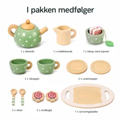 Leget�js tes�t i tr� gr�n med alle dele vist i pakken 