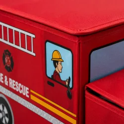 Leget�jskasse med l�g &ndash; brandbil til opbevaring close-up af materiale og detaljer