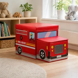Leget�jskasse med l�g &ndash; brandbil til opbevaring placeret i moderne b�rnev�relse