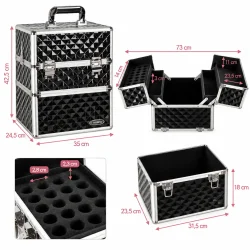 Makeup kuffert med m�l p� 42,5 cm i h�jden, 35 cm i bredden og 24,5 cm i dybden.