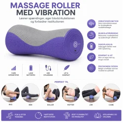 Massage roller med vibration infografik med funktioner og anvendelse