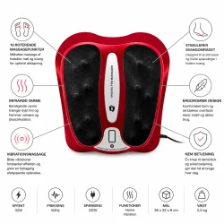 Infografik af fodmassage maskine med varme og tekniske funktioner
