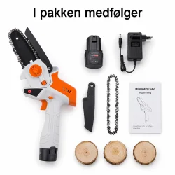 Mini k�desav batteri 6&rdquo; med alle dele i pakken vist