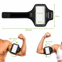 Mobilholder til l�b med m�l og pasform til arm, vandafvisende smartphone armb�nd til fitness og jogging