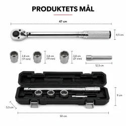Momentn�gle 1/2" 28-210 Nm med 17, 19 og 21 mm toppe og forl�nger