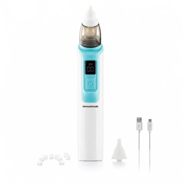 Elektrisk n�seaspirator til b�rn og baby med USB opladning og 6 sugeniveauer p� hvid baggrund