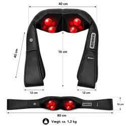 Nakkemassager med m�l og dimensioner vist p� produktgrafik