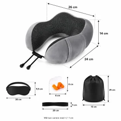 Nakkepude til fly dimensionsgrafik med m�l og ergonomisk design