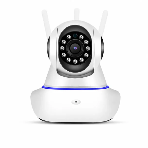 Overv�gningskamera til indend�rs brug med WiFi, nattesyn, bev�gelsessensor og 360 graders rotation p� hvid baggrund