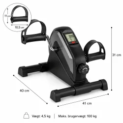 Pedaltr�ner til �ldre med m�l og dimensioner vist p� teknisk grafik