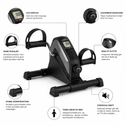 Pedaltr�ner til �ldre med LCD-display, justerbar modstand og skridsikre pedaler