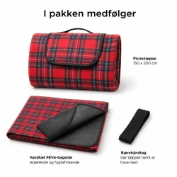 Picnic t�ppe vandt�t 150x200 cm med isolering indhold i pakken vist