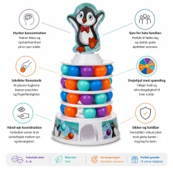 Pingvin t�rn spil med kugler infografik med funktioner og fordele
