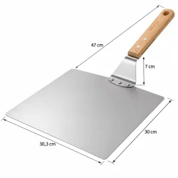 Pizzaspade med m�l p� 30,3 x 30 cm, samlet l�ngde 47 cm og h�jde 7 cm