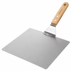 Pizzaspade i rustfrit st�l med bred spade og tr�h�ndtag