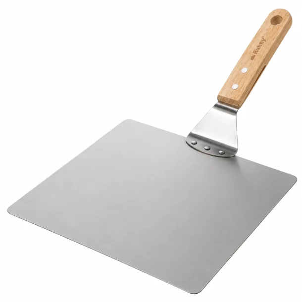 Pizzaspade i rustfrit st�l med bred spade og tr�h�ndtag