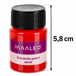 R�d flaske porcel�nsmaling p� 20 ml med angivet h�jde p� 5,8 cm.