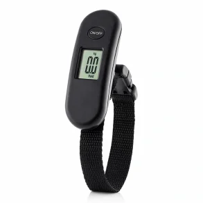 digital rejsev�gt til kuffert p� hvid baggrund bagagev�gt med display