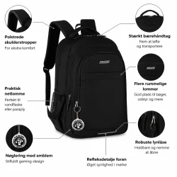 Rygs�k 22L med laptoprum og ergonomisk design med funktioner vist