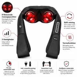Shiatsu nakkemassager med varme, massagepunkter og justerbare funktioner