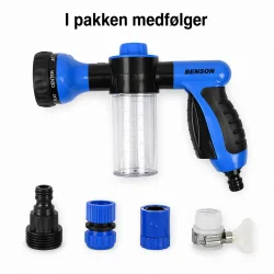 Skumsprayer til bilvask med tilbeh�r vist i pakken