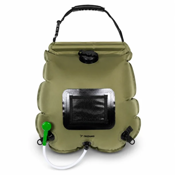 Soldrevet campingbruser 20L med termometer p� hvid baggrund til camping og friluftsliv