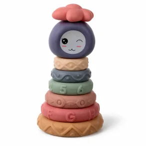 Stablet�rn i bl�d silikone med sansemotoriske ringe p� hvid baggrund