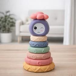 Stablet�rn i bl�d silikone med sansemotoriske ringe i moderne hjemmemilj�