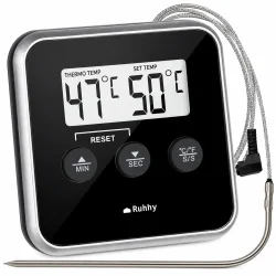 Digitalt stegetermometer med ledning, temperaturprobe og display