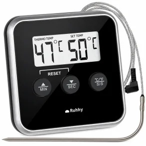 Digitalt stegetermometer med ledning, temperaturprobe og display