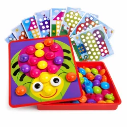 Stik mosaik leget�j med skabeloner og store knapper vist som hero produktbillede p� hvid baggrund