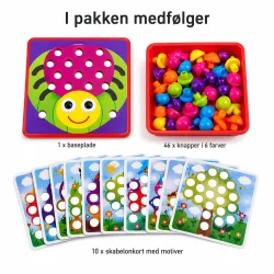 Stik mosaik leget�j med skabeloner og store knapper med alle dele vist i pakken