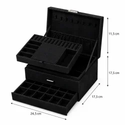 Stort smykkeskrin med ruminddeling til smykker, ure og accessories