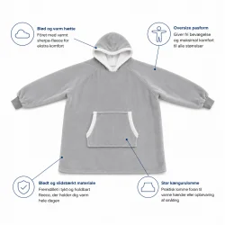 T�ppe hoodie i bl�d fleece med varm h�tte, oversize pasform og stor k�ngurulomme