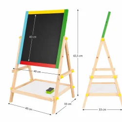 Tavle til b�rn dobbeltsidet med kridt og whiteboard med m�l og dimensioner