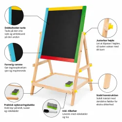 Tavle til b�rn dobbeltsidet med kridt og whiteboard med funktioner vist grafisk