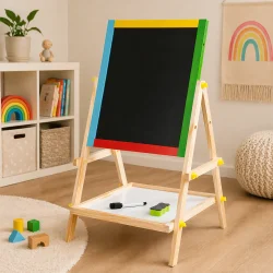 Tavle til b�rn dobbeltsidet med kridt og whiteboard placeret i moderne indretning