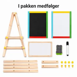 Tavle til b�rn dobbeltsidet med kridt og whiteboard med tilbeh�r i pakken